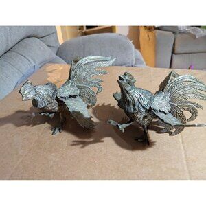 Vintage Metal Rooster Pair